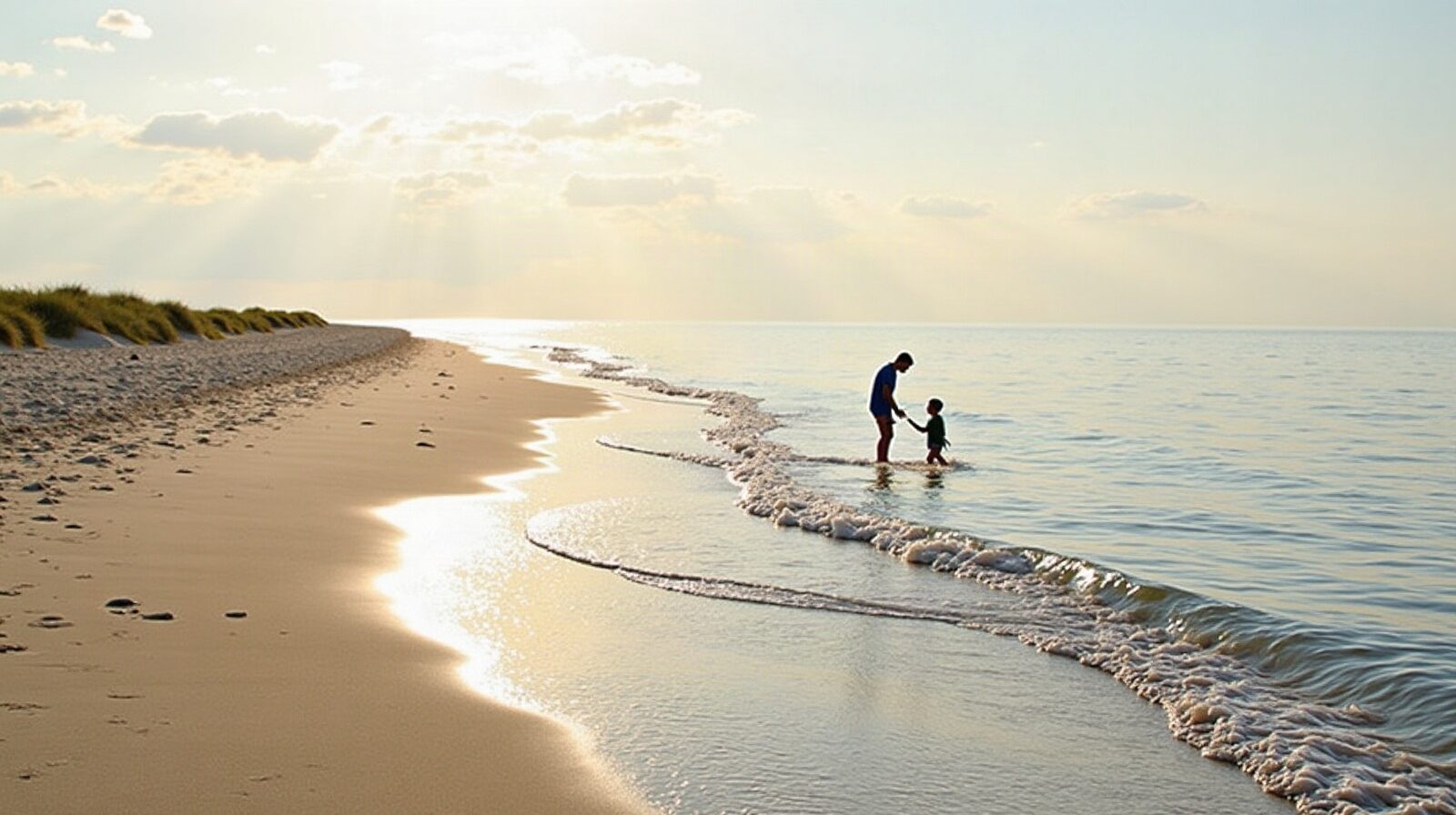Sentier de sable entre filaos et raisiniers au-dessus de la mer