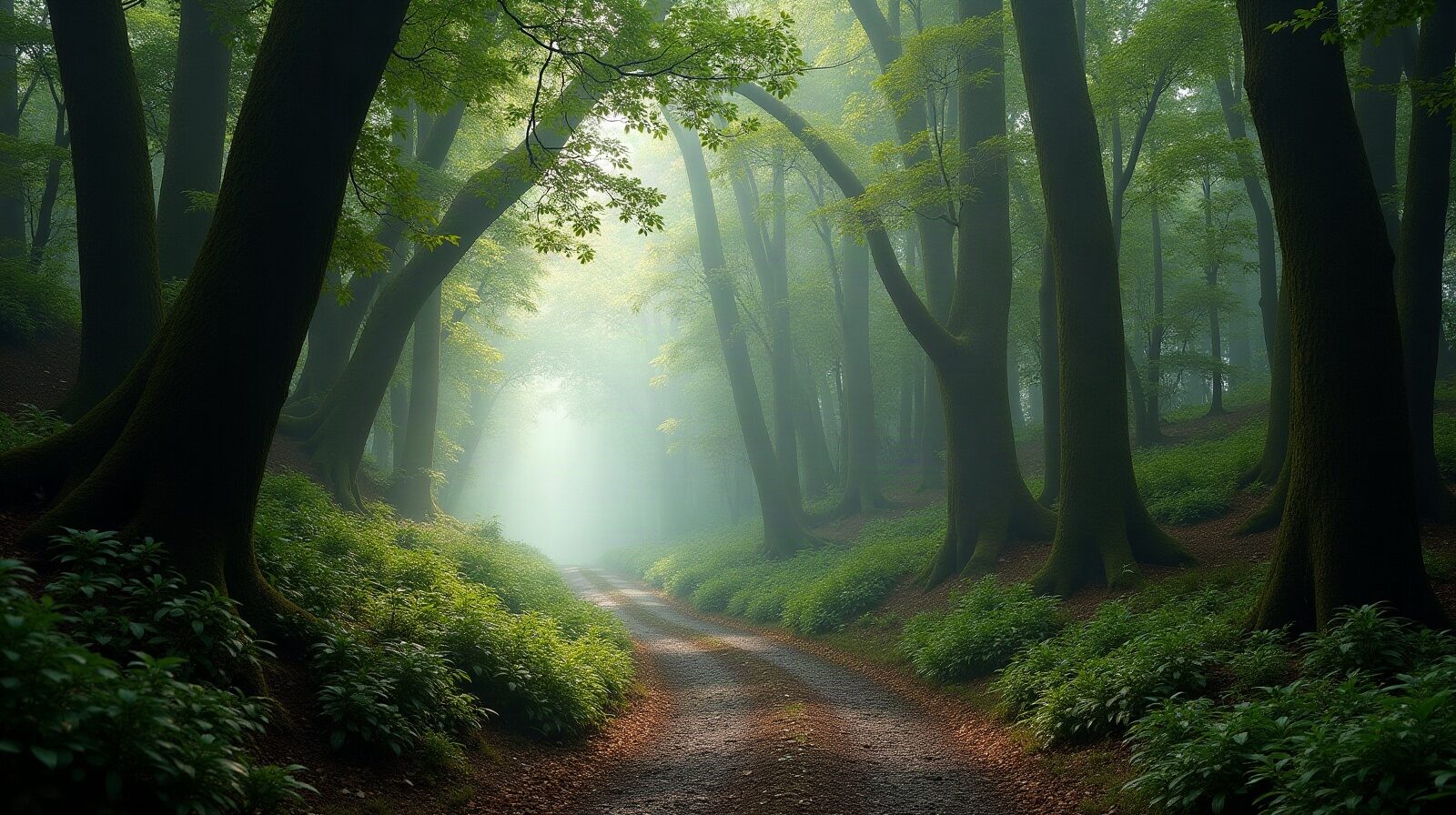 Un sentier forestier bordé de fougères arborescentes